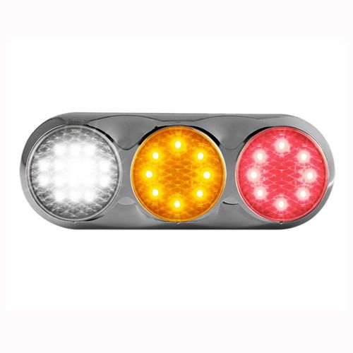 LED Autolamps 82 Series Triple Combination Rear Lamp - Clear Lens - Chrome Bracket PN: 82CWARC