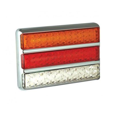 LED Autolamps 12/24V Triple Slim-Line Combination Lamp – Chrome PN: 200CARWME