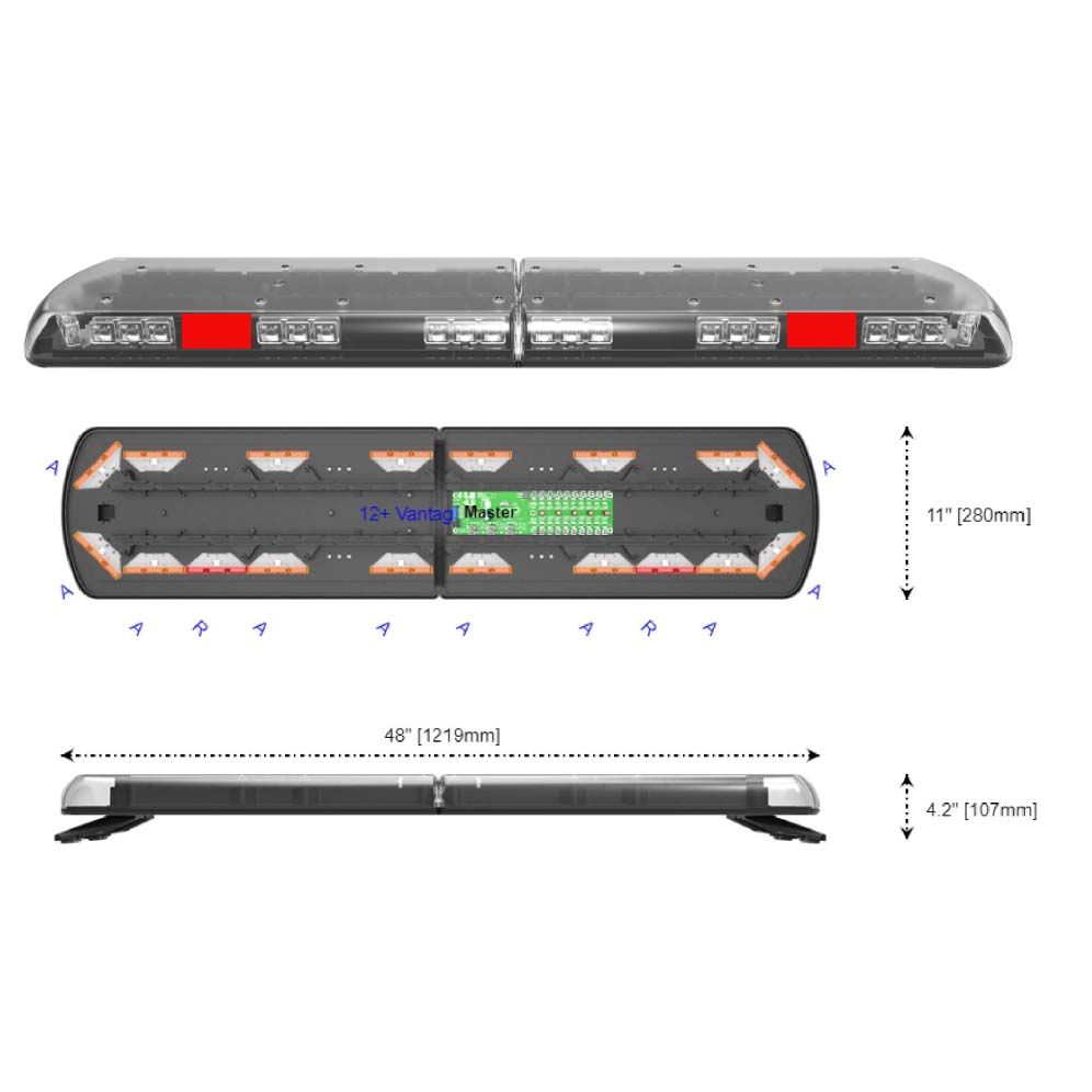 ECCO 12-31276-E 12+ Series 1212mm With tail lights and Corner Indicators 16 LED Recovery Lightbar PN: 12-31276-E