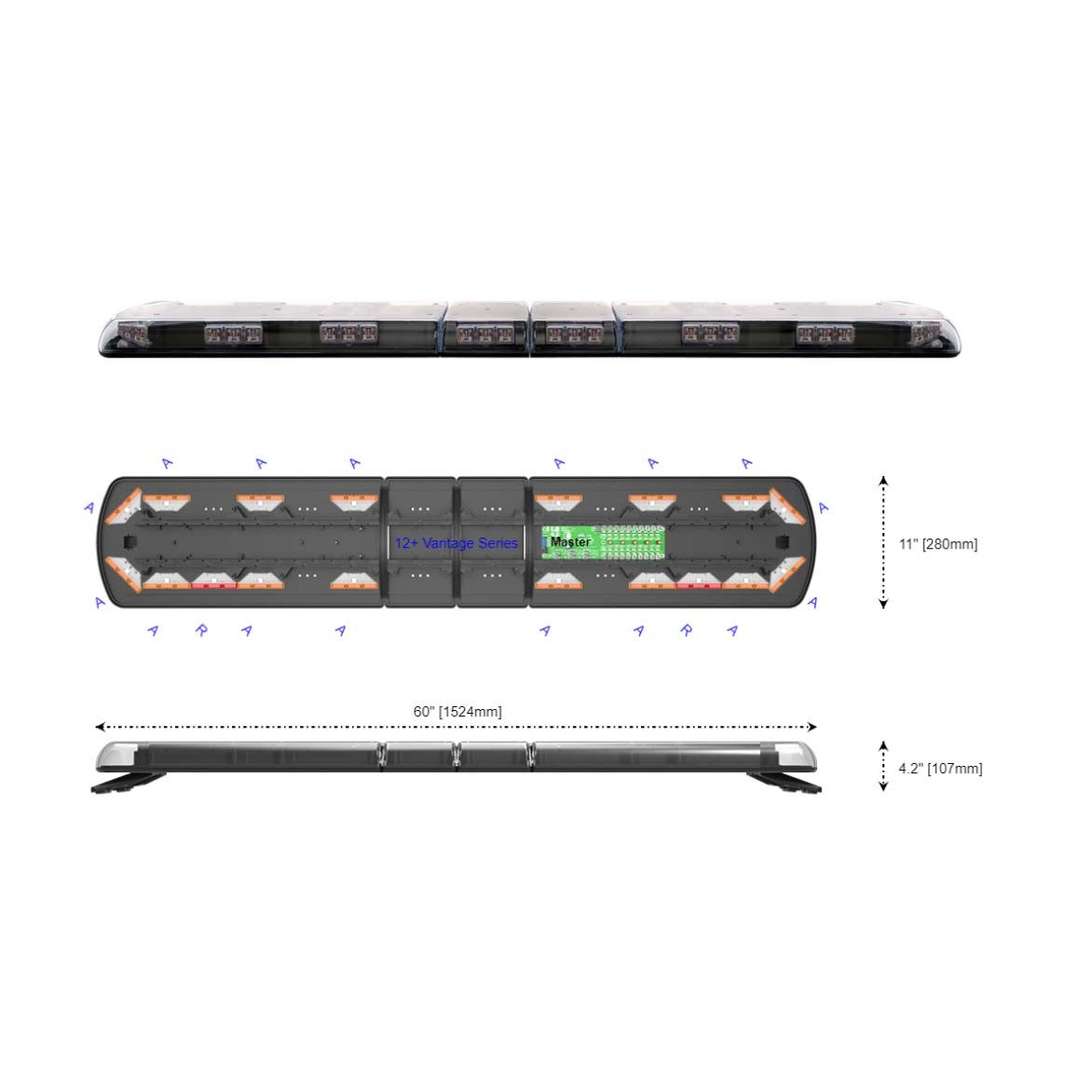 ECCO 12-31282-E 12+ Series 1524mm With tail lights and Corner Indicators 16 LED Recovery Lightbar PN: 12-31282-E