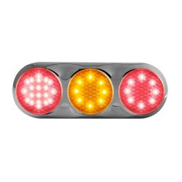 LED Autolamps 82 Series Triple Combination Rear Lamp - Clear Lens - Chrome Bracket PN: 82CFARC